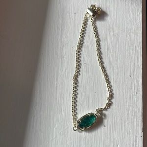 Gold and green Kendra Scott pendant chain bracelet